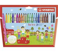 STABILO Etui de 24 Feutres Pte moyenne Trio A-Z dont 4 fluos 24 unité (Lot de 1)