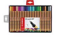 STABILO – Stylo feutre Point 88 – Pointe fine 0,4 mm – Coffret de 25 coloris assortis