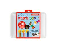 STABILO FESTI'BOX - Boîte de coloriage à décorer - 30 feutres de coloriage et crayons de couleurs