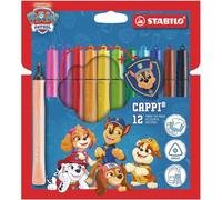 STABILO - Feutre de coloriage - Cappi - Étui carton x 12 feutres de coloriage pointe moyenne - 1 lacet d'attache inclus - Pat'Patrouille