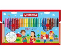 STABILO Feutres de coloriage Cappi – Étui carton 24 feutres pointe moyenne + 1 lacet d'attache