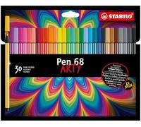 STABILO Feutre de coloriage Pen 68 ARTY – Étui carton 30 feutres adulte pointe moyenne assortis
