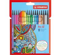 STABILO - Feutre de coloriage - Pen 68 - Etui carton x 18 feutres de coloriage pointe moyenne - coloris assortis