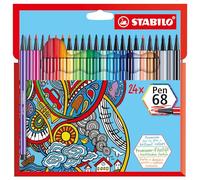 STABILO - Feutre de coloriage - Pen 68 - Etui carton x 24 feutres de coloriage pointe moyenne - coloris assortis
