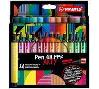STABILO - Feutre de coloriage - Pen 68 MAX ARTY - Etui carton x 24 feutres de coloriage à pointe biseautée - coloris assortis - gamme ARTY