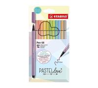 STABILO Pen 68 Lot de 12 stylos à pointe en fibre de qualité supérieure Couleurs assorties