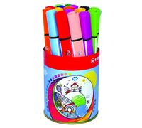 STABILO Feutre de coloriage Trio Scribbi - Pot métal x 16 feutres pointe large - Coloris assortis