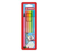 STABILO Feutre de dessin Pen 68 – Pochette de 6, pointe moyenne, coloris assortis