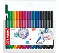 STABILO – Stylo-feutre pointMax – Pointe nylon 0,8 mm (moyenne) – Étui 18 coloris intenses assortis