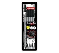 STABILO Feutres dessin Creative Tips – 5 stylos calligraphie pointes 0,2/0,4/0,7/1 mm + brush – Noir