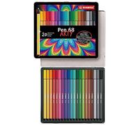 Stabilo Boîte Métal 20 Feutres Pen68. Pointe Moyenne. Coloris Assortis