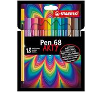 STABILO Feutre de dessin Pen 68 – Étui carton 18 feutres de coloriage, pointe moyenne – gamme ARTY