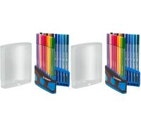 STABILO Feutre Dessin Pen 68 - Étui Colorparade Gris/Turquoise 20 Feutres - Coloris Assortis (sans Attache) (Lot de 2)