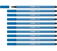 STABILO Feutre dessin Pen 68 - Lot x 10 feutres de coloriage pointe moyenne - Bleu Électrique (68/41)