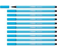 STABILO Feutre dessin Pen 68 - Lot x 10 feutres de coloriage pointe moyenne - Bleu fluo (68/031)