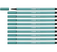 STABILO Feutre dessin Pen 68 - Lot x 10 feutres de coloriage pointe moyenne - Bleu Vert (68/51)