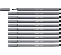 STABILO Pen 68 - Feutre dessin - Lot x 10 feutres de coloriage pointe moyenne - Gris foncé (68/96)