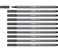 STABILO Feutre dessin Pen 68 - Lot x 10 feutres de coloriage pointe moyenne - Gris très foncé (68/97)