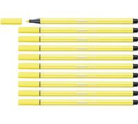 STABILO Feutre dessin Pen 68 – Lot de 10, pointe moyenne – Jaune citron (68/24)