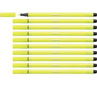 STABILO Feutre dessin Pen 68 - Lot x 10 feutres de coloriage pointe moyenne - Jaune fluo (68/024)