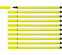 STABILO Feutre dessin Pen 68 - Lot de 10 - pointe moyenne - Jaune fluo (68/024)