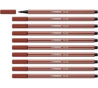 STABILO Feutre dessin Pen 68 - Lot x 10 feutres de coloriage pointe moyenne - Marron Chocolat (68/75)