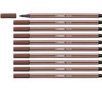 STABILO Feutre dessin Pen 68 - Lot x 10 feutres de coloriage pointe moyenne - Marron Chocolat (68/75)