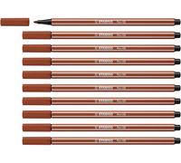 STABILO Feutre dessin Pen 68 - Lot x 10 feutres de coloriage pointe moyenne - Marron Rouille (68/38)