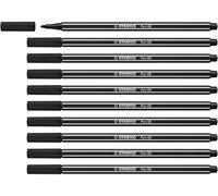 STABILO Feutre dessin Pen 68 - Lot x 10 feutres de coloriage pointe moyenne - Noir (68/46)
