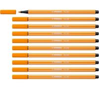 STABILO Feutre dessin Pen 68 - Lot x 10 feutres de coloriage pointe moyenne - Orange (68/54)