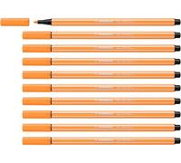 STABILO Feutre dessin Pen 68 – Pointe moyenne – Lot de 10 Orange fluo (68/054)