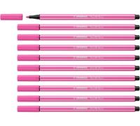 STABILO Pen 68 - Feutre dessin - Lot x 10 feutres de coloriage pointe moyenne - Rose fluo (68/056)