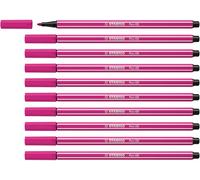 STABILO Pen 68 - Feutre dessin - Lot x 10 feutres de coloriage pointe moyenne - Rose foncé (68/56)