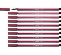STABILO Feutre dessin Pen 68 - Lot x 10 feutres de coloriage pointe moyenne - Rouge Pourpre (68/19)