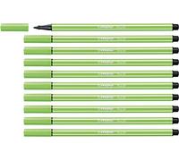 STABILO Feutre dessin Pen 68 - Lot x 10 feutres de coloriage pointe moyenne - Vert Clair (68/43)