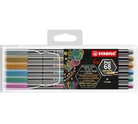STABILO Feutre métallisé Pen 68 Metallic- Pochette 6 Feutres Pointe Moyenne- Coloris Assortis