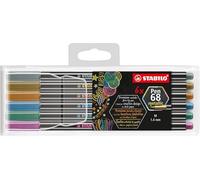 STABILO Feutre métallisé Pen 68 Metallic- Pochette 6 Feutres Pointe Moyenne- Coloris Assortis