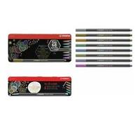 STABILO Feutre métallisé Pen 68 Metallic – Boîte métal 8 feutres, pointe moyenne, coloris assortis