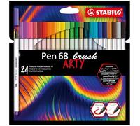 STABILO Feutre pinceau Pen 68 brush - Etui carton ARTY x 24 feutres dessin à pointe pinceau - gamme ARTY