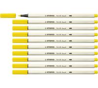 STABILO Pen 68 brush - Feutre pinceau - Lot x 10 feutres dessin à pointe pinceau - jaune citron