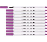 STABILO Feutre Pinceau Pen 68 Brush - Lot x 10 feutres Dessin à Pointe Pinceau - Lilas