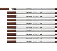 STABILO Feutre Pinceau Pen 68 Brush - Lot x 10 feutres Dessin à Pointe Pinceau - Marron