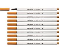 STABILO Feutre Pinceau Pen 68 Brush - Lot x 10 feutres Dessin à Pointe Pinceau - Marron Clair