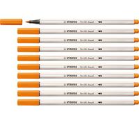 STABILO Feutre Pinceau Pen 68 Brush - Lot x 10 feutres Dessin à Pointe Pinceau - Orange