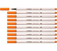 STABILO Pen 68 brush - Feutre pinceau - Lot x 10 feutres dessin à pointe pinceau - orange foncé