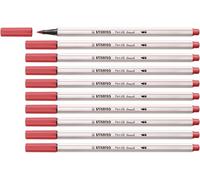 STABILO Feutre pinceau Pen 68 brush - Lot x 10 feutres dessin à pointe pinceau - rouge terracotta