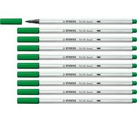 STABILO Feutre Pinceau Pen 68 Brush - Lot x 10 feutres Dessin à Pointe Pinceau - Vert