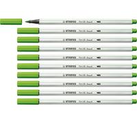 STABILO Feutre Pinceau Pen 68 Brush - Lot x 10 feutres Dessin à Pointe Pinceau - Vert Clair