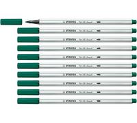 STABILO Feutre pinceau Pen 68 brush - Lot x 10 feutres dessin à pointe pinceau - vert pin