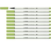 STABILO Pen 68 brush - Feutre pinceau - Lot x 10 feutres dessin à pointe pinceau - vert pistache